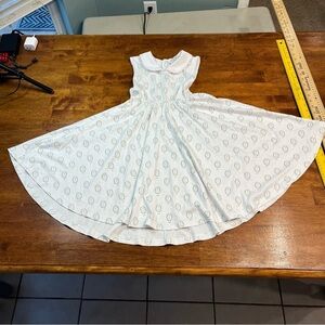 The Proper Peony white pink bunny carrot 100% Pima cotton dress size 8